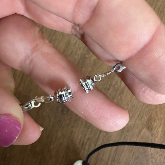 Artisan Handmade Faux Leather Cord Pearlescent Bead 16 inch‎ Necklace Choker - Picture 4 of 4